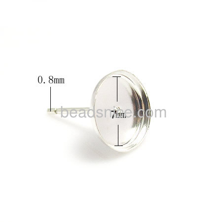 7mm round pure sterling silver 925 stud earrings