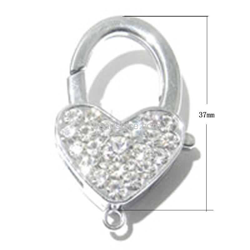 Rhinestone lobster clasp jewelry wholesale supplies heart shaped