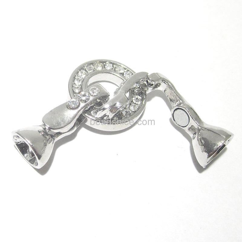 Fold over crystal clasp end caps jewelry supply wholesale with inner hole 7mm