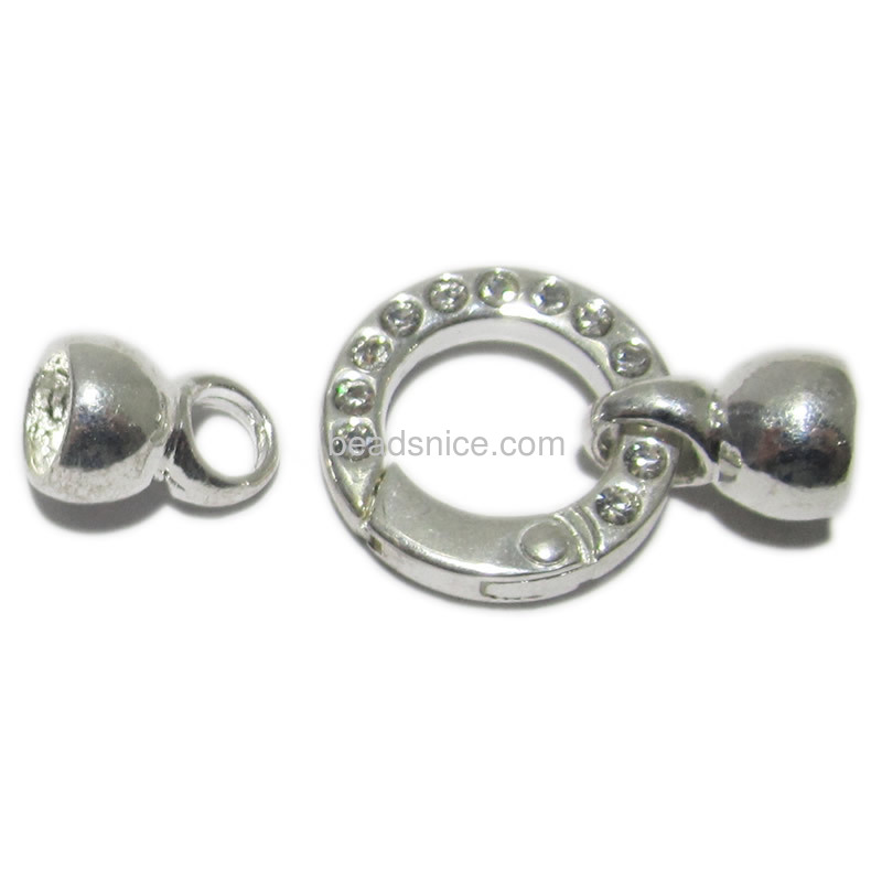 Crystal lock clasp end caps jewelry making supplies with inner hole 7mm