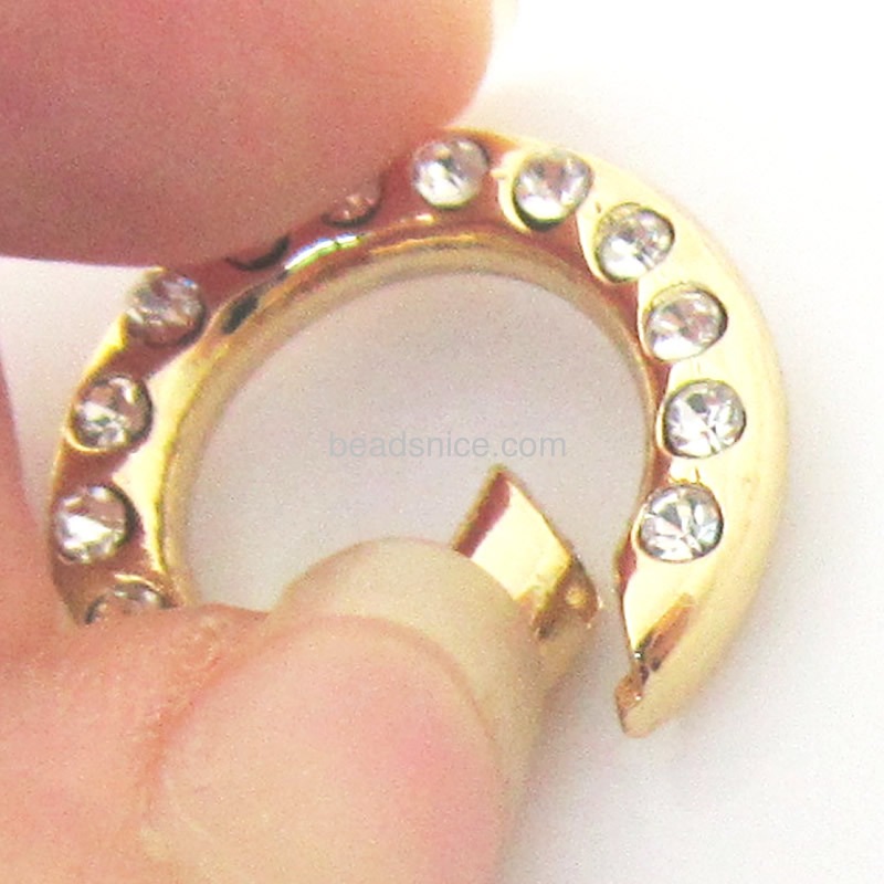 Spring leaver ring clasp with rhinestone  jewelry findings and components  round doughnut shaped