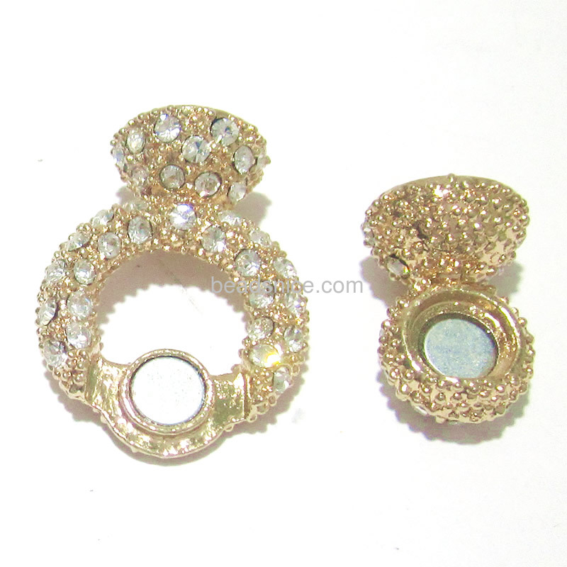 Alloy magnetic clasp with rhinestone jewelry findings and components