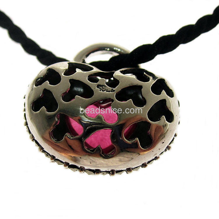 Marcasite Pendant with Heart Stone imitation ruby Thailand Sterling Silver