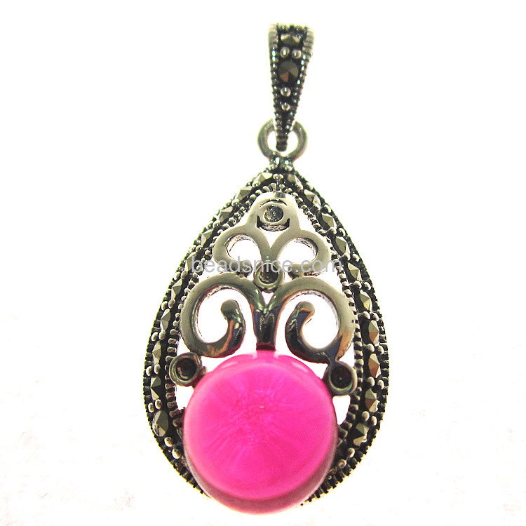 Thailand marcasite pendant sterling silver jewelry with imitation ruby
