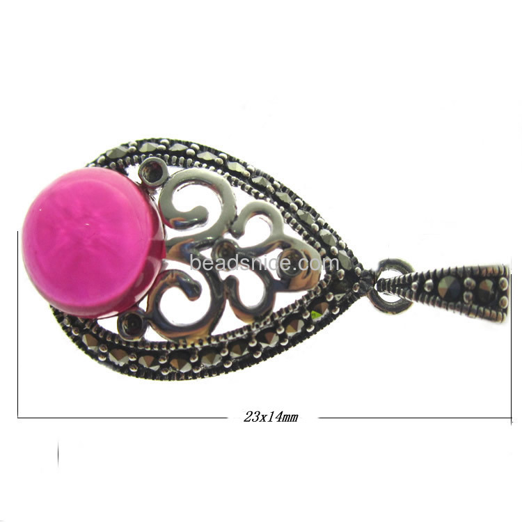 Thailand marcasite pendant sterling silver jewelry with imitation ruby