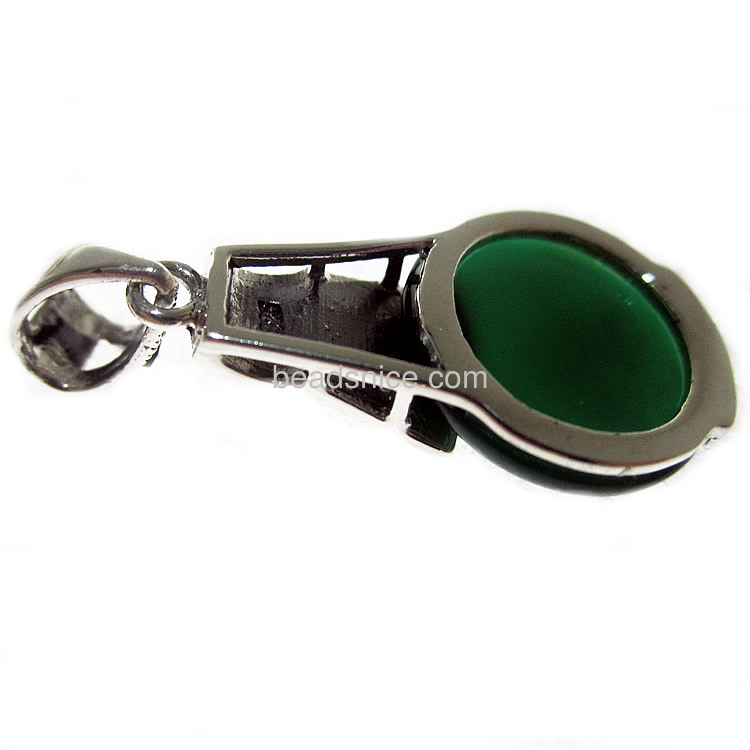 Sterling silver thailand marcasite pendant with green agate round