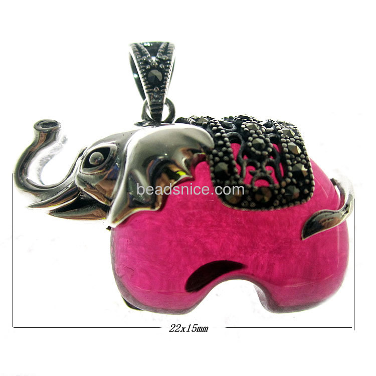 wholesale sterling silver marcasite pendants with imitation ruby elephant