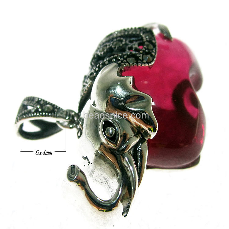 wholesale sterling silver marcasite pendants with imitation ruby elephant