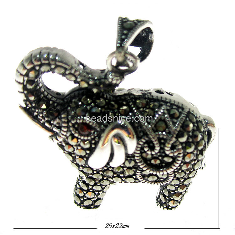 Sterling silver marcasite elephant pendant