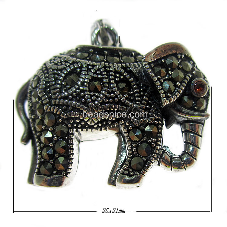 Thailand sterling silver marcasite elephant Pendant