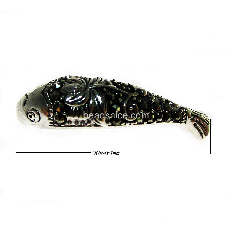 Thailand sterling silver jewelry fish pendants with marcasite