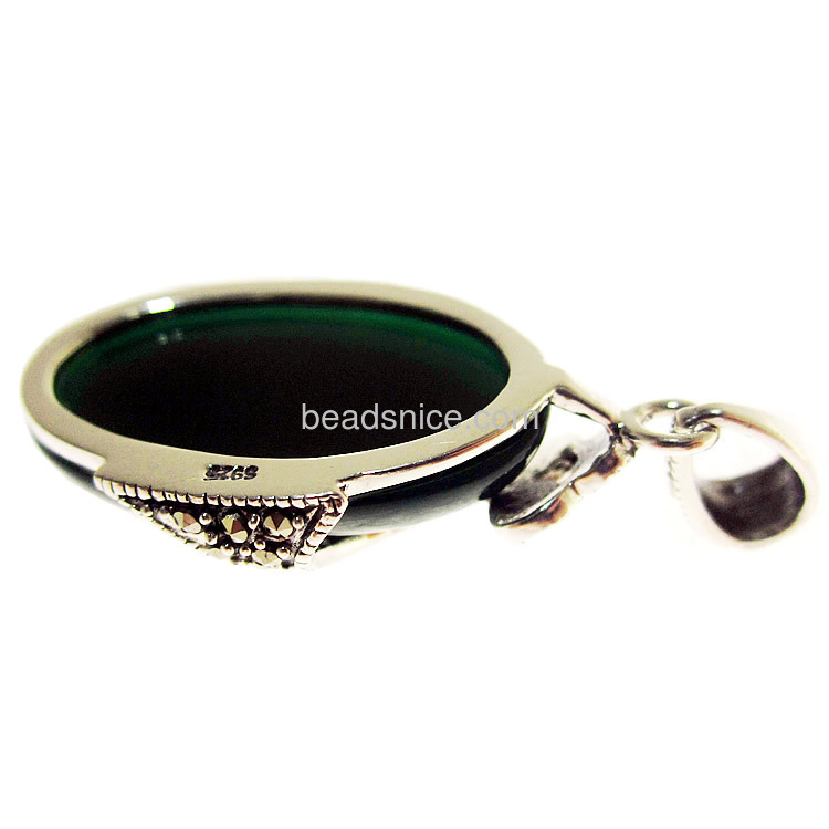 Marcasite pendant sterling silver jewelry thailand with black agate oval shape