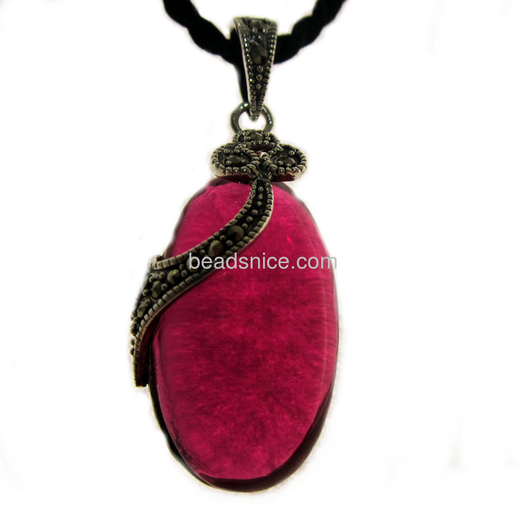 Marcasite pendant sterling silver jewelry thailand with imitation ruby