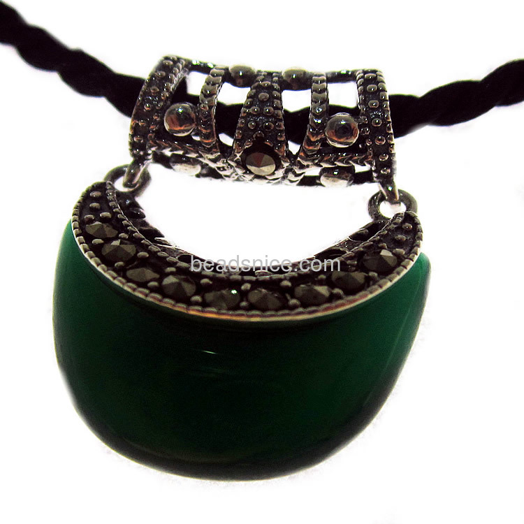 Wholesale marcasite sterling silver pendant with  green agate