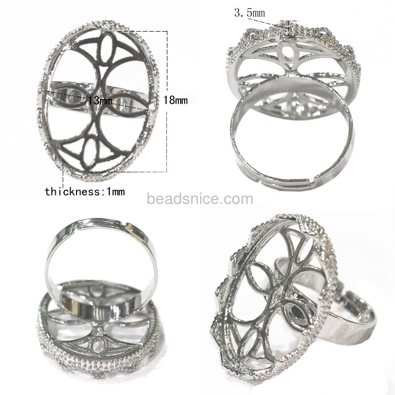 Wholesale jewelry findings brass ring oval shape