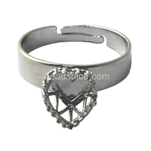 Wholesale fashion accessories brass rings blanks  heart shape