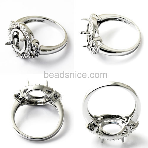 Round semi-mouth sterling silver ring setting