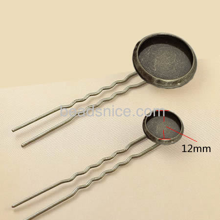 Brass hairpins, hair clip, round,pase diameter 12mm,