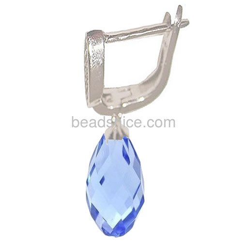 S925 Silver French Wires Teardrop Crystal Earrings