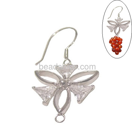 Sterling Silver Earwire findings with butterfly crystal