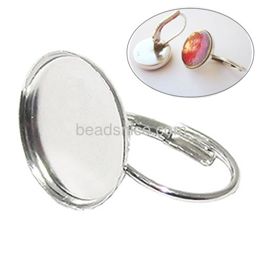 Sterling silver earring bezel settings Lever Back base inner diameter 16mm depth 1mm