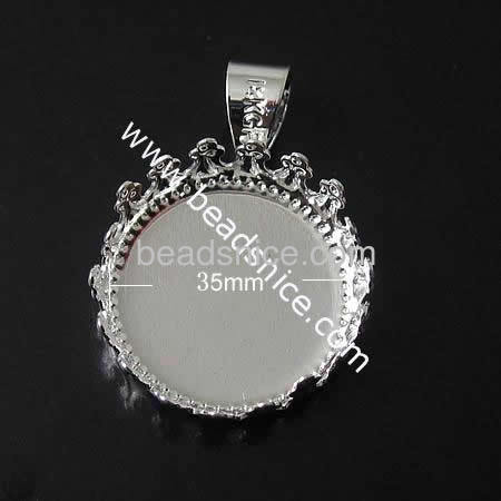 Pendant setting Jewerly Pendant findings Nickel-Free Lead-Safe flat-round  Hand rack plating