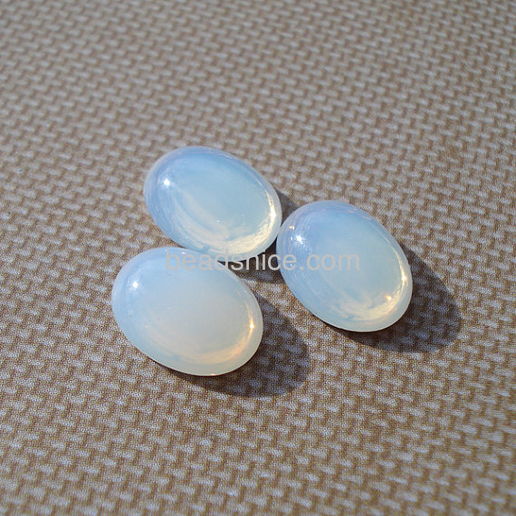 Vintage Acrylic White Opal Gold Foiled Flat Back Smooth Top Oval Glass Cab Acrylic