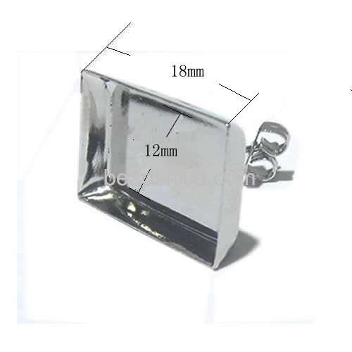 Wholesale accessories Brass earrings rectangle settings