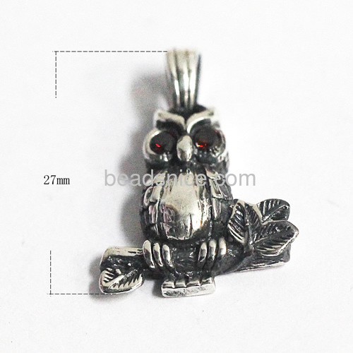 Owl pendant thai 925 silver paved zircon