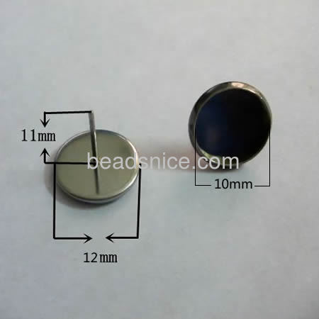 316 Stainless Steel Round 10mm Bezel Earrings on Post