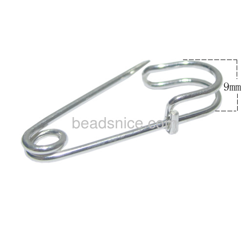 Sterling silver safety pins of brooch findings