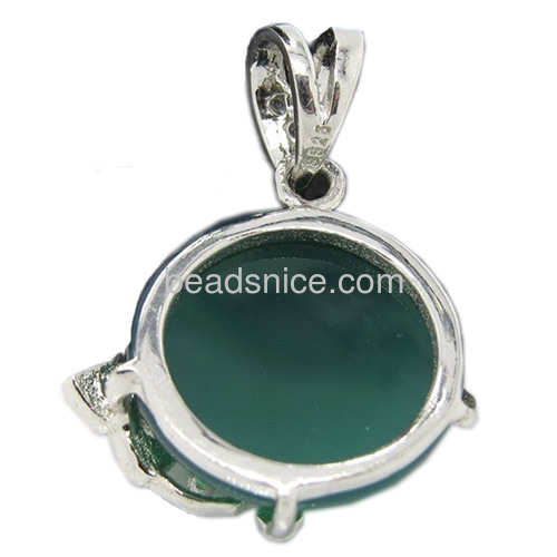 925 Silver Pendant with jade chalcedony gemstone