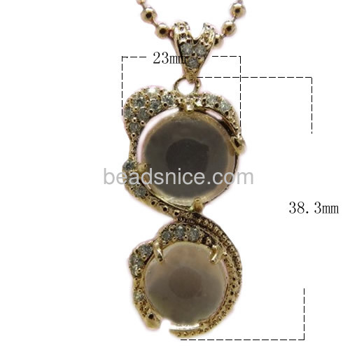 Necklace moonstone double round gemstone pendants micro pave cubic zirconia frame wholesale rings jewelry findings