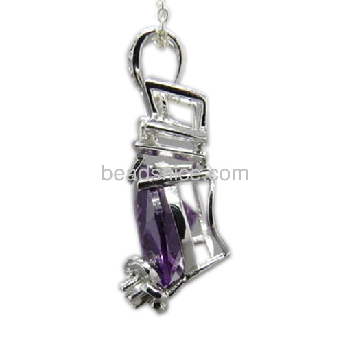 Amethyst pendant with 925 sterling silver bail paved CZ zircon