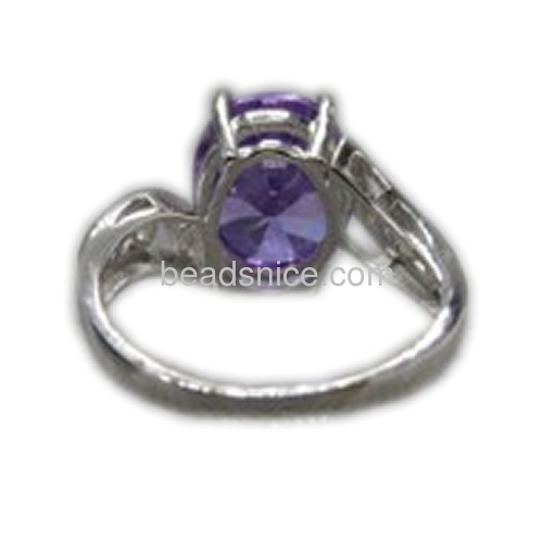 Ring of 925 silver paved CZ pronged oval gemstones