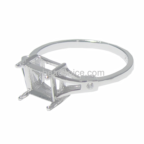 Ring settings without stones silver zircon fit square gems