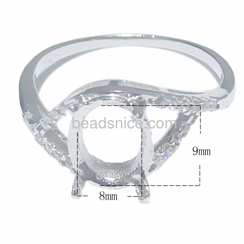 Ring mounting Sure-Set made of sterling silver  4-prong setting