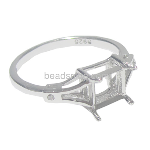Ring settings without stones silver zircon fit square gems