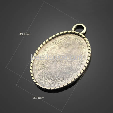 Zinc alloy pendant base necklace,base diameter:30x40mm