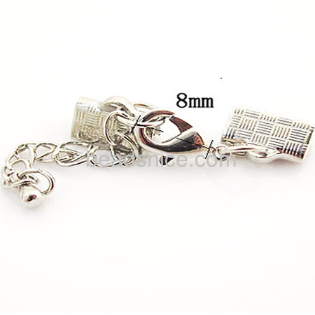 Manual plated jewellry findings brass textured ends caps with lobster clasp and extender chains nickel free lead safe