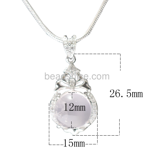 Sterling silver pendant with agate jewelry CZ paved zircon