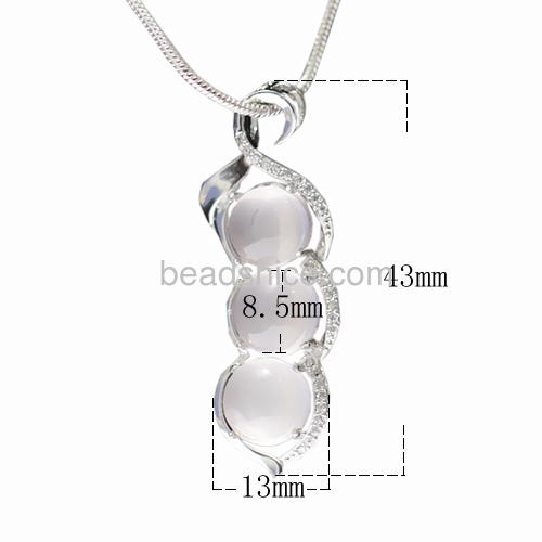 Pendant beans silver jewelry with zircon white agate