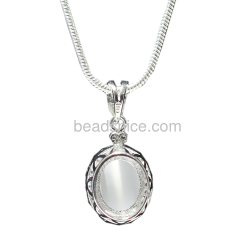 Jewelry pendant with big oval stone made of 925 sterling silver