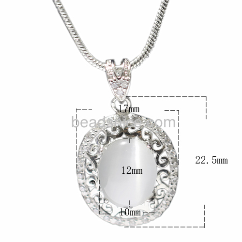 925 Silver pendant with agate stone jewelry paved zircon