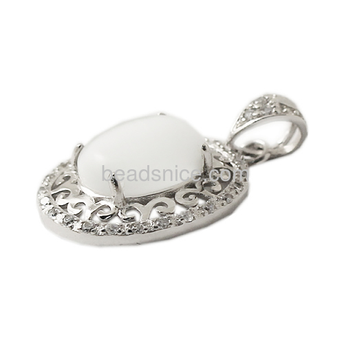 925 Silver pendant with agate stone jewelry paved zircon
