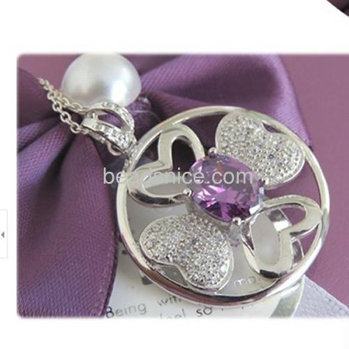Amethyst Pendant 4 hearts together jewelry 925 sterling silver