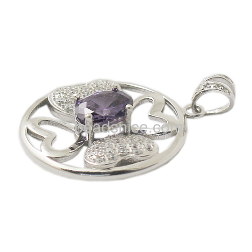 Amethyst Pendant 4 hearts together jewelry 925 sterling silver