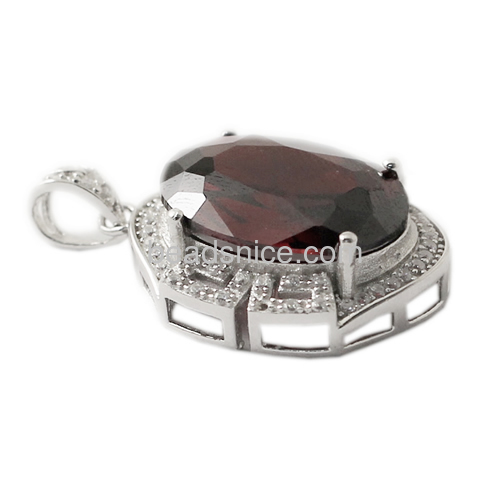 Pendants red crystal in sterling silver jewelry