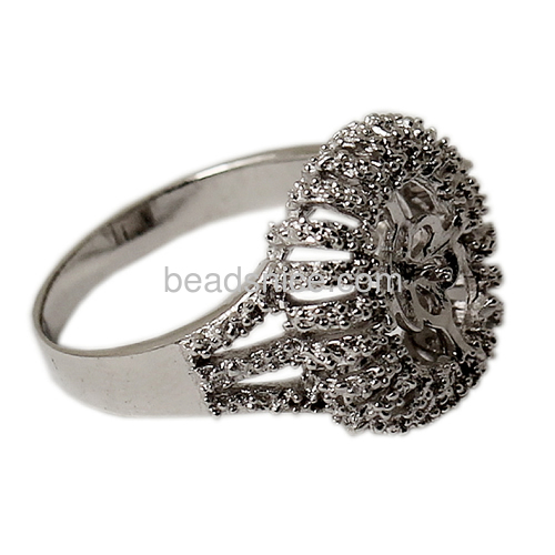 Pearl ring settings Finger ring Mounting Micro Pave zircon Wholesale Jewelry accessory Brass Flower design for Women