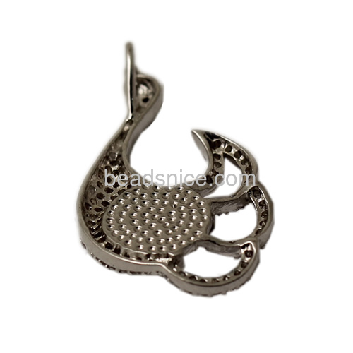 Pendant  setting swan zircon brass nice with natural stones for jewelry making